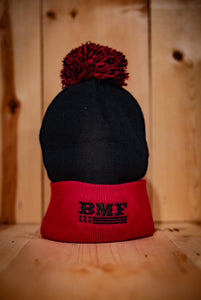 BMF Flag Embroidered Beanie - Red & Black