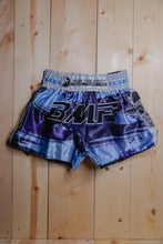 Load image into Gallery viewer, Cowboy Skull Six Shooter Blue Muay Thai Signature BMF Shorts
